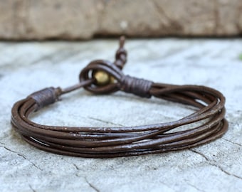 Rocker Leather Unisex Bracelet, Leather Cord Bracelet, Men Leather Bracelet, For Her