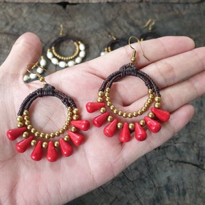Statement Handmade Hoop Earrings Waxed Cord