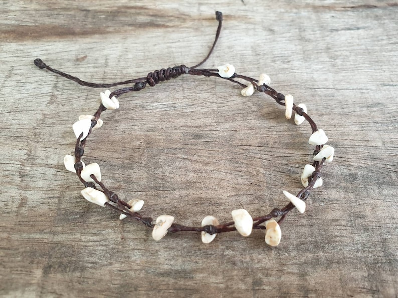 Simple Chips Stone Hand Knotted Adjustable Anklet, Beach Anklet, For Her, Hippie Anklet image 6