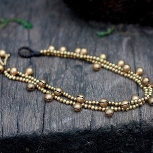 Double Brass Bell Chains Women Anklet or Bracelet,Gifts For Her, For Kids