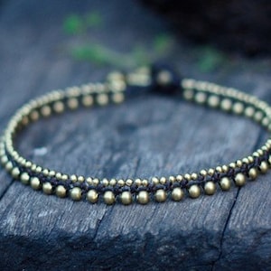 Brass Beaded Boho Anklet, Brass Bracelet