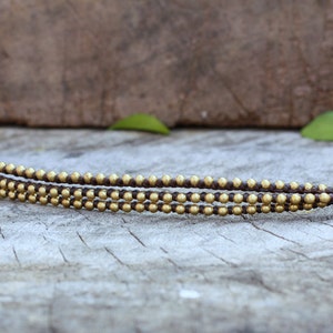 Triple Brass Beaded Waxed Cord Unisex Bracelet or Anklet image 4