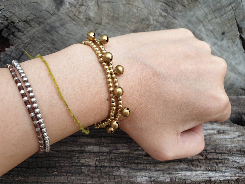 Double Brass Bell Chains Women Anklet or Bracelet,Gifts For Her For Kids