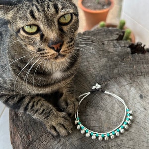 Crystal Beaded Brass Bells Chain Cat Collar, Pet Collar With Bells, Cute Cat Collar image 6