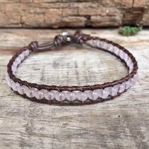 Gemstones Beaded Leather Bracelet With Silver Bead, Beaded Leather Anklet, Mens Leather Bracelet, Women Leather Bracelet