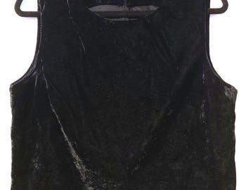 Haut vintage des années 90 en velours noir foncé Preston et York taille 14