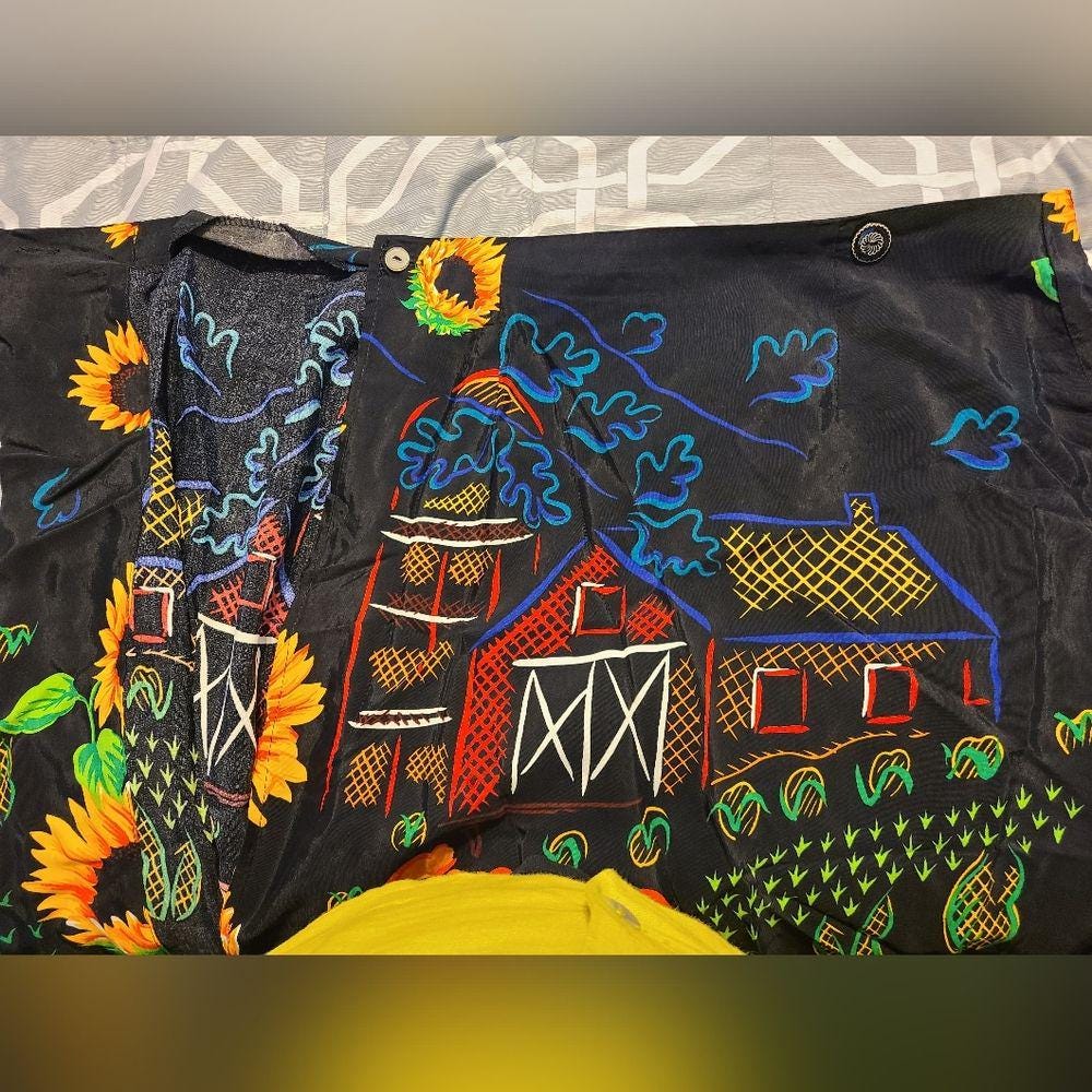 Vintage Sharon Anthony Colorful Farmhouse Print Skirt Rayon Size 14 - Etsy
