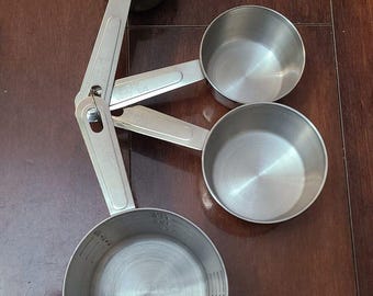 Vintage Edelstahl Messbecher Set 1 Cup, 1/2, 1/3, 1/4