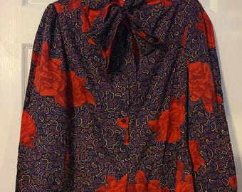 Chemisier fleuri vintage avec roses rouges Judy Bond 14