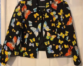 Veste matelassée en soie à imprimé papillons VTG 16P
