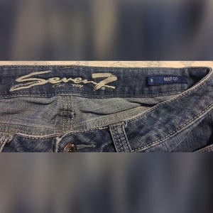 Seven7 bootcut damesjeans blauw medium wash geborduurde denim mt 10 afbeelding 4