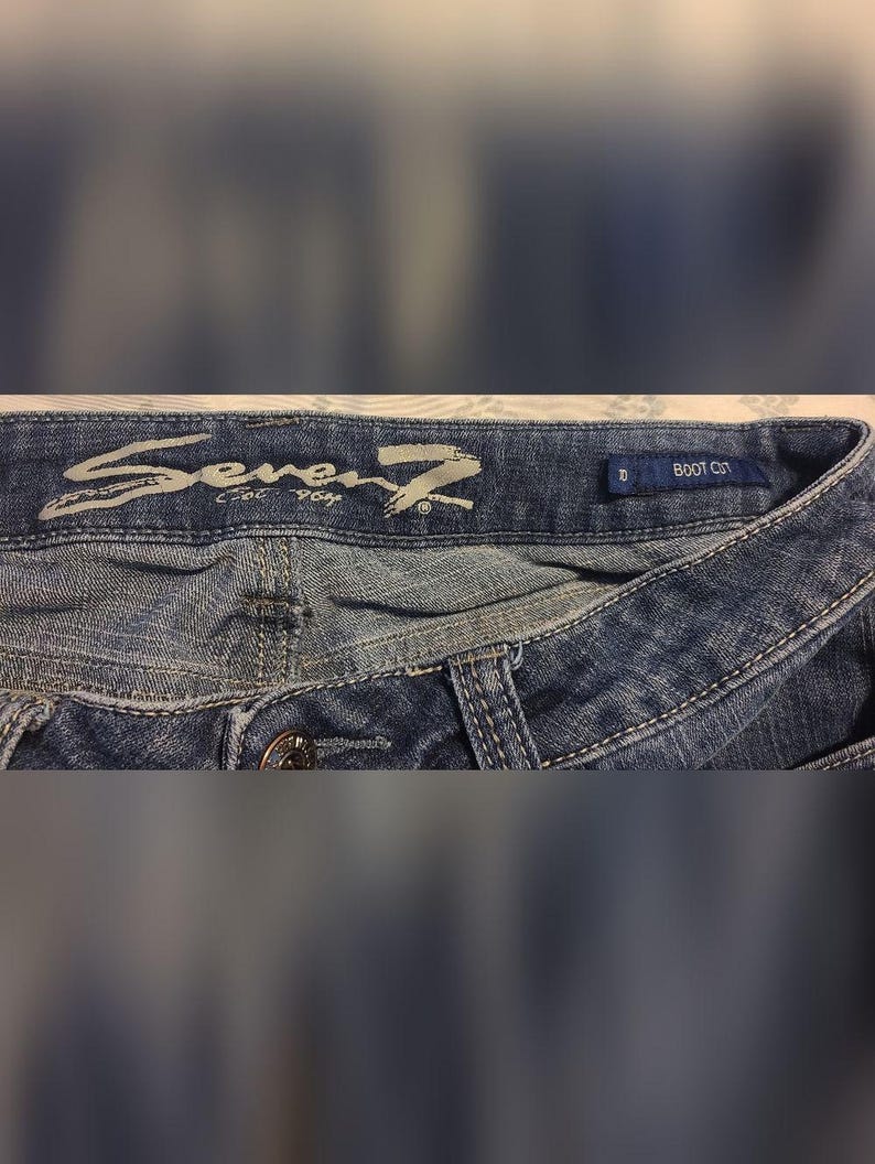 Seven7 bootcut damesjeans blauw medium wash geborduurde denim mt 10 afbeelding 4