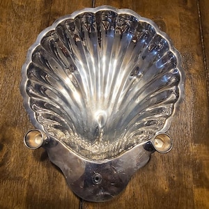 Bandeja antigua de plata F. B. Rogers para servir mariscos y almejas.