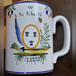French Handpainted Faience &quot;La Libertè&quot; Teacup