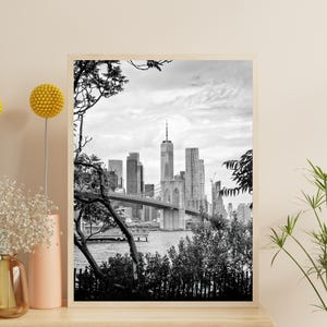 Panorama Manhattanu z Brooklynu | Fotografia krajobrazu miasta NYC | Wydrukowana sztuka ścienna Nowego Jorku | Cyfrowy wydruk panoramy miasta