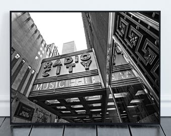 Radio City Music Hall | Black and White Wall Art, Vintage Print, Photography Prints, Museum Quality Photo Art Print