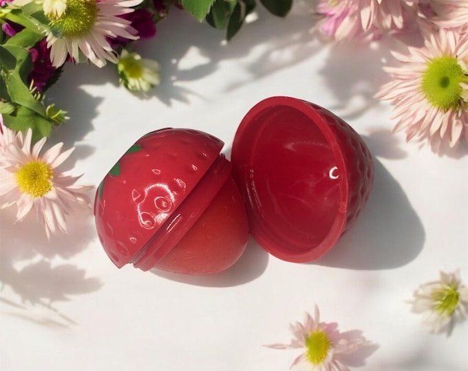 Strawberry shaped novelty lip balm