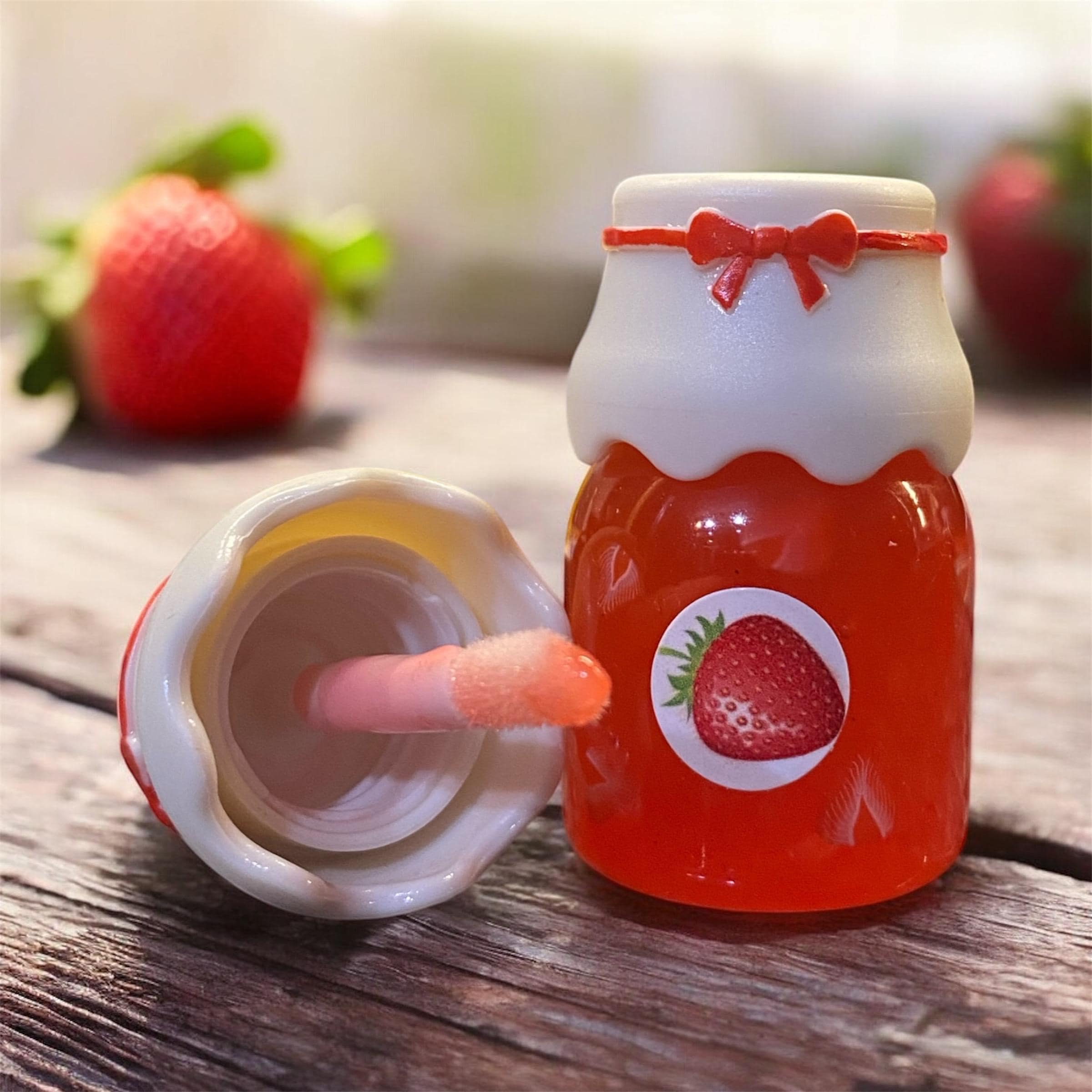 Jam Jelly Jar Novelty Shaped Lip Gloss, Peanut Butter, Strawberry