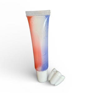 Peppermint flavored patriotic lip gloss/tooth shaped novelty Lip balm duo