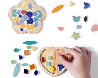 DIY Mosaic Coaster Kit: 2 Sets Ceramic Tile Art, Family Craft Gift