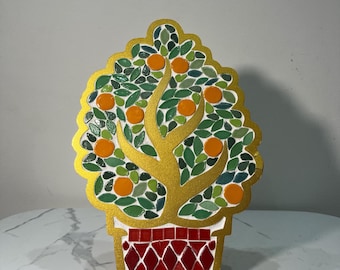 DIY Mosaic Art Kit - Lucky Kumquat Tree. East Asia's Lunar New Year Fortune Symbol. Creative Craft Kit. Handmade Gift. Home Decoration