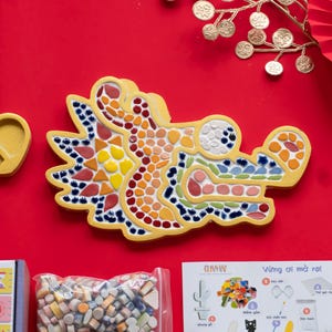 DIY Mosaic Dragon Head Lantern Art Kit. Ceramic Mosaic. Two designs to choose. A cultural exploration kit to learn about the Lunar New Year