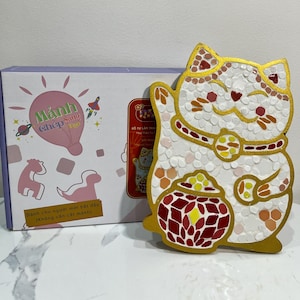 DIY Ceramic Mosaic Craft Kit - Lucky Cat. Create Your Own Handmade Lucky Cat. DIY Craft Kit For Kid or Beginner