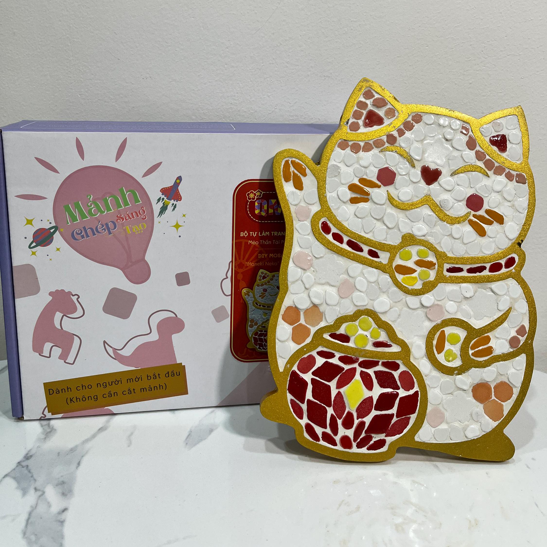 DIY Ceramic Mosaic Craft Kit - Lucky Cat. Create Your Own Handmade Lucky Cat. DIY Craft Kit For Kid or Beginner