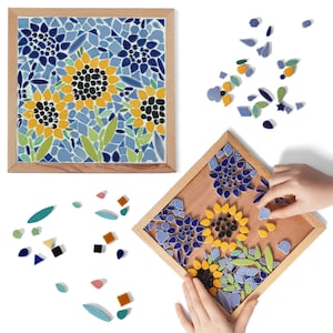 Sunflower Ceramic Mosaic Art Kit, DIY Mosaic Tile Craft Kit for Adults & Kids 8 Ages, Easy to Make, No Experience, No Cutting Needed – adult craft kit