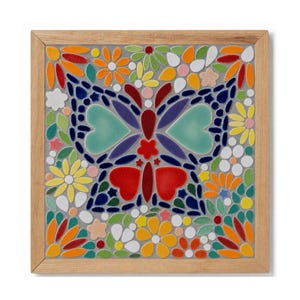 Vlindermozaïekkunstkit, bloementuinontwerp, grijze voeg, boho woondecoratiecadeau