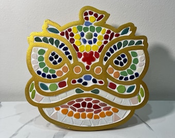 DIY Mosaic Art Kit - Lion Dance Dragon Head Design. Medium Difficulty Craft Kit. Ceramic Mosaic Craft Kit. Craft Kit For Adults. Unique Gift