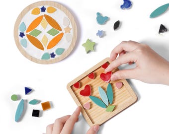 DIY Mosaic Coaster Kit: 2 Sets Ceramic Tile Art, Family Craft Gift