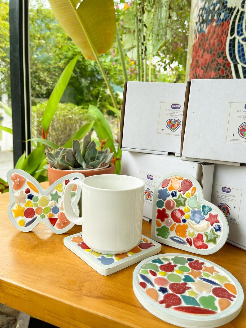 DIY Ceramic Mosaic Coaster Kit: 6 Frames to Choose. Create Your Own ...