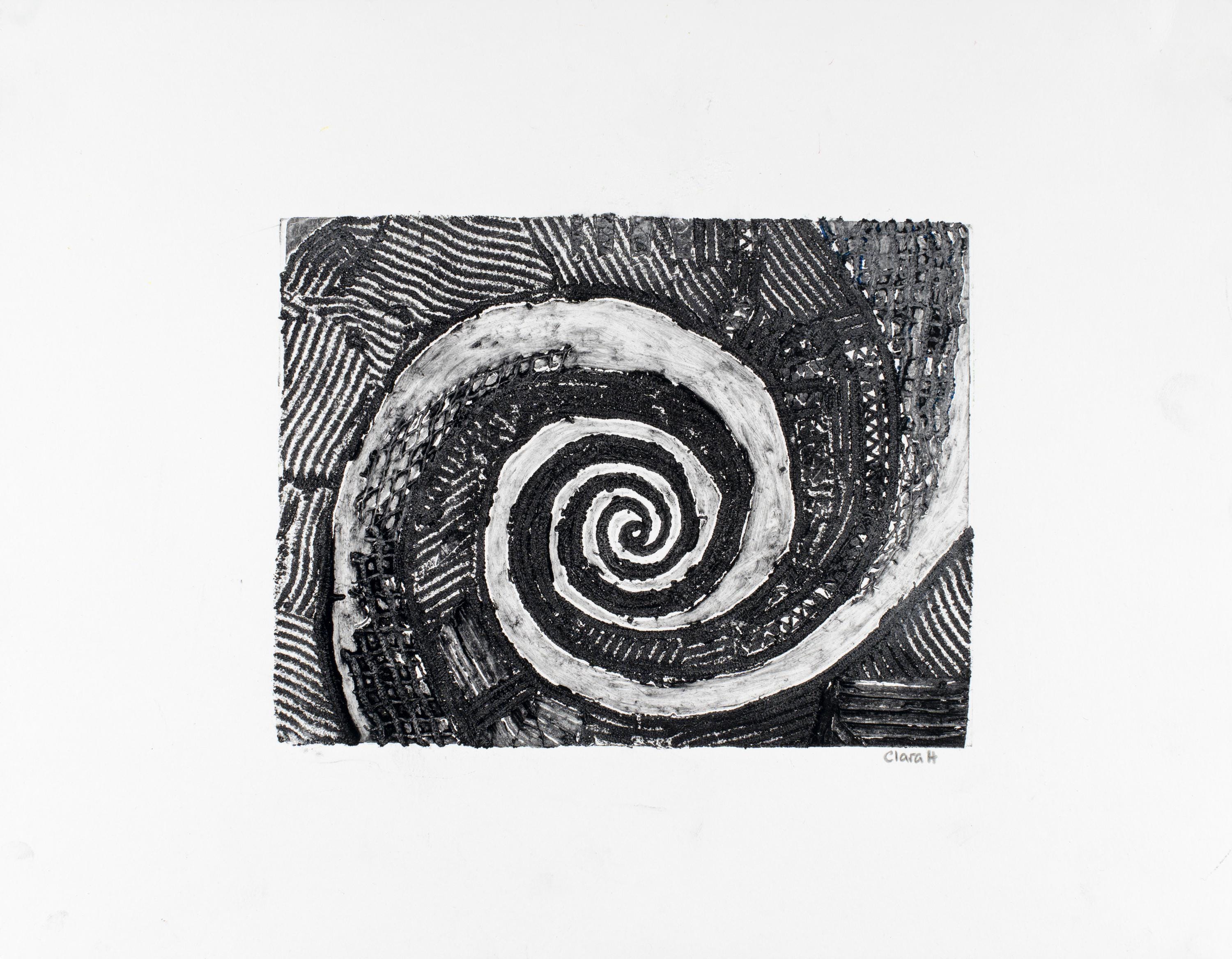 Abstract Design Collagraph Abstract Collagraph, Black Spiral, Medium Sized Artwork, (11”-14”) - Etsy