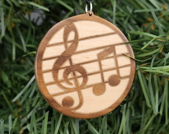 Wood Music Clef Ornaments - Walnut and maple - Treble clef - Bass clef - Alto clef