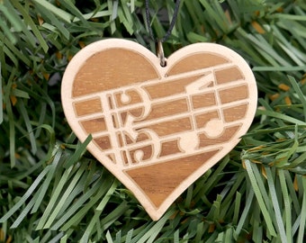 Wood Music Clef Ornaments - Walnut and maple - Bass clef - Alto clef