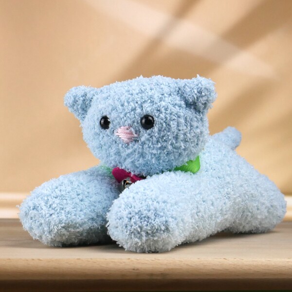 Soft and cuddly plush cat - Sock kitty - Light Blue Kitty