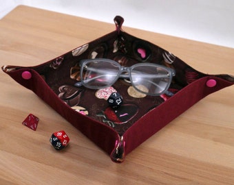 Fabric snap tray - Valet tray - Dice tray -  "Chocolates"