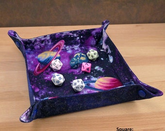 Fabric snap tray - Valet tray - Dice tray -  "Galaxy/Night Sky"