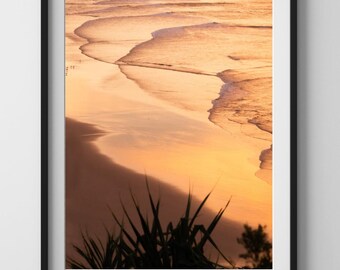 Fine Art Ocean Print - Byron Bay Australia | Sunset Ocean Surf Photography | Beach Art | Fine Art Coastal Home Decor | Golden Beach Decor
