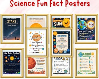 Pósteres imprimibles con datos curiosos sobre el espacio exterior, pósteres educativos sobre el espacio para la pared, decoración para el aula de ciencias de la escuela secundaria.