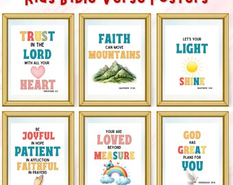 Kids Bible Verse Posters, Christian Home Decor, Sunday School Art (Digital Download)