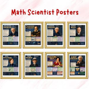 Famous Mathematicians Posters Set, Printable Mathematicians Posters for Math Classroom Decor & Bulletin Board High School STEM Classrooms
