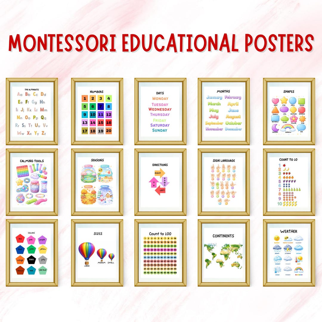 Toddler Educational Posters Bundle, 25 Learning Prints for Kids ...