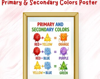 Primary Secondary Colors Mixing Chart, Montessori Boho Nursery Decor, Educational Poster (Digital Download)