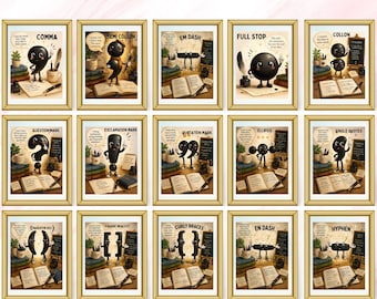 Punctuation Marks Posters, English Classroom Decor Bundle (Digital Download)