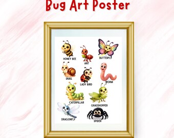 Educational Bugs Poster, Insects Nature Classroom Decor (Digital Download)