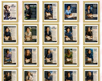 60 Women in STEM Posters, Classroom STEM Decor, Women in Science Poster Set, Math Wall Art Women’s History Month Engineering Prints Learning