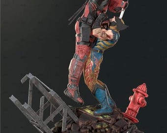 Wolverine vs. Deadpool Resin Sculpture Statue Model Kit Avengers Unpainted/Unassembled