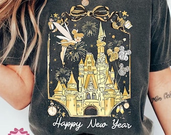 Disney New Year's Eve Coquette Bow Shirt, Happy New Year 2026 Tee, Disney Castle New Year Fireworks, Girly Balloons Tee, Magic Kingdom Shirt